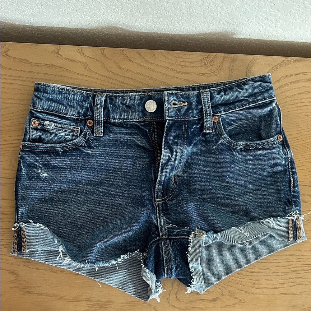 American Eagle Outfitters Blue Distressed Jean Shorts